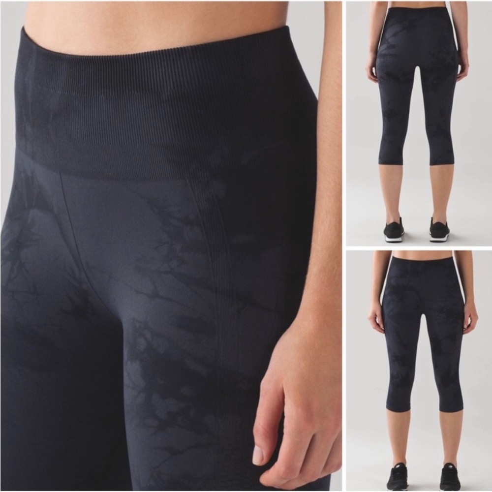 Lululemon Flow & Go Crop 19” Leggings in Dark Carbon/Black SZ 4 EUC